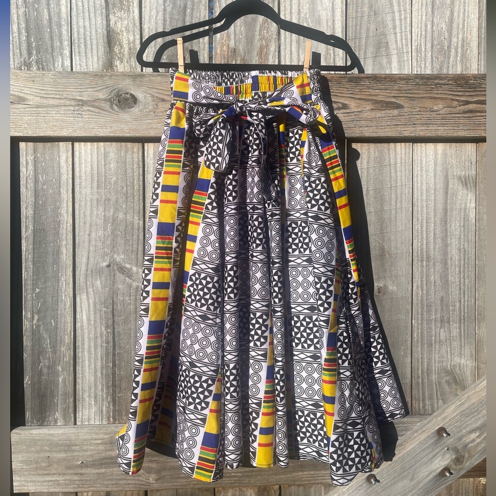 Colorful 100% Cotton Geometric Patterned Skirt Size S (2-4)